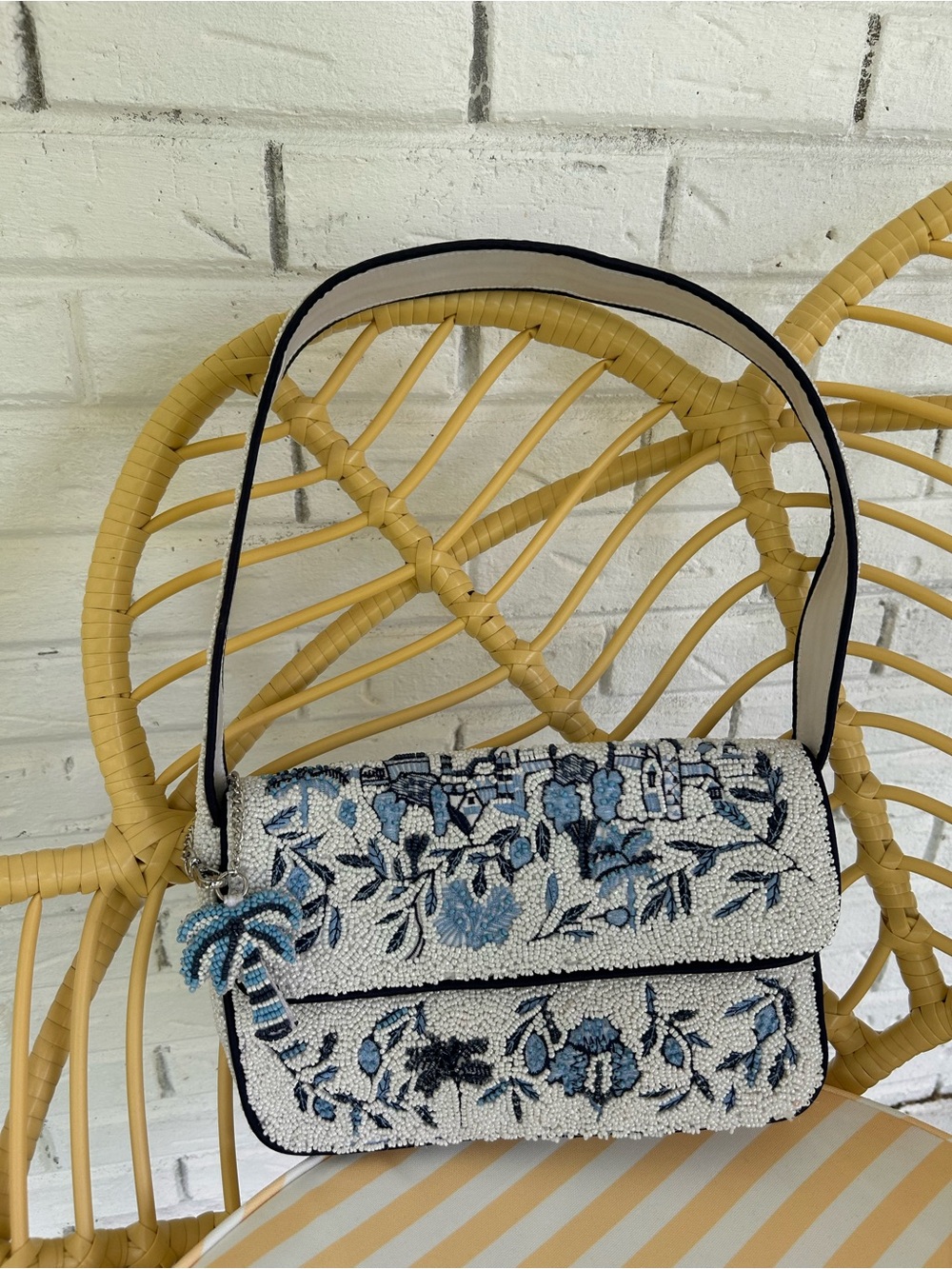 NWOT Handmade in India Beaded Palm Tree Bag